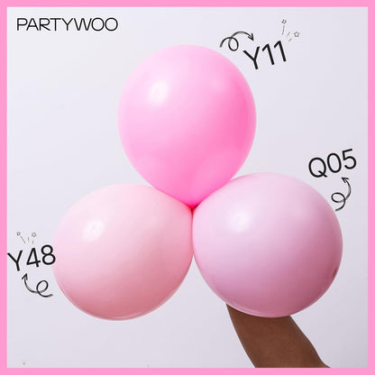 PartyWoo Light Pink Balloon Arch Kit - 155pcs in Various Sizes for Baby Showers & Birthday Parties