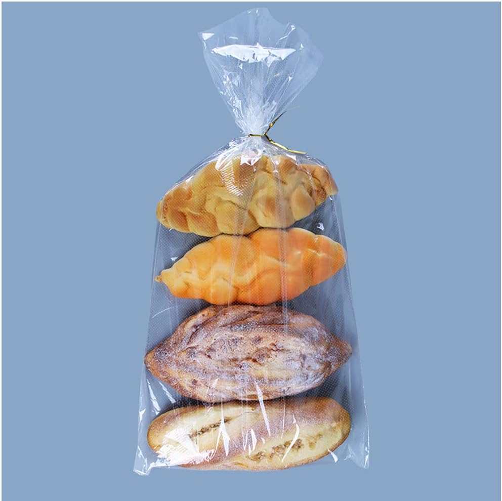 200Pcs 11 18 Inch Gusset x Bottom Bread Bags with Ties, Clear Plastic Micro Perforated Bags for Homemade Bread