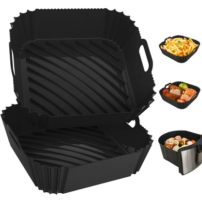 Air Fryer Silicone Liners Square 2 Pack 7.1 Inch Airfryer Liners 4-7 QT Reusable Air Fryer Liners Silicone Pot Oven Liner Baking Tray, Air Fryer Basket Silicone Mat Bowl Air Fryer Accessories Kitchen