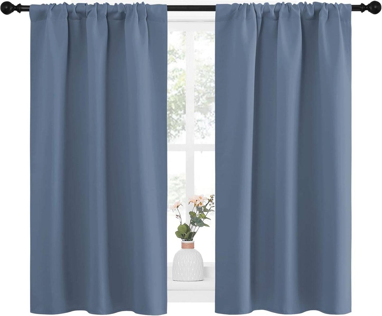 34" 45" 2 NICETOWN Kitchen Curtains, Short Blackout Curtains & Drapes, Thermal Insulated Blackout Curtain Panels