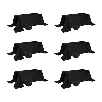 Fokitut 6 Pack Waterproof Rectangle Tablecloth, 90x132 Inch,Stain Resistant and Wrinkle Polyester Table Cloth, Fabric Table Cover for Kitchen Dining, Wedding, Party, Holiday Dinner-Black