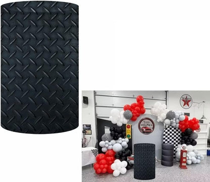 Black Iron Plate Cylinder Plinth Covers for Party Decorations, Race Track Pedestal Covers, Baby Shower Cake Tablecloth