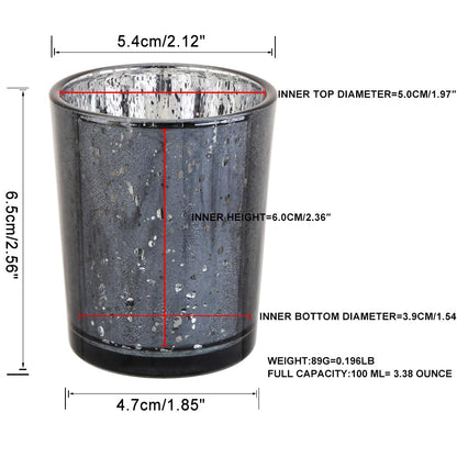 BTGLLAS 36pcs Black Glass Tea Light Holders - Votive Candle Holders Bulk for Weddings Events - Glass Votives for Wedding Centerpieces, Christmas, Thanksgiving - Candle Accessories Decor (36, Black)