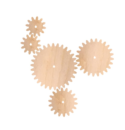 JKVinylAndWoodDesign Wooden Gears Set of 5 Interchangeable Wood Gear Blanks for DIY Crafts - Functional Mechanisms & Wall Decor - Handmade in Ohio USA