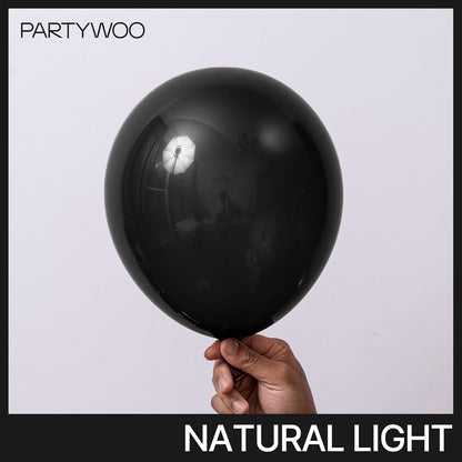 PartyWoo Black Balloons - 145-Piece Arch Kit with Various Sizes for Baby Showers, Birthdays & Anniversaries