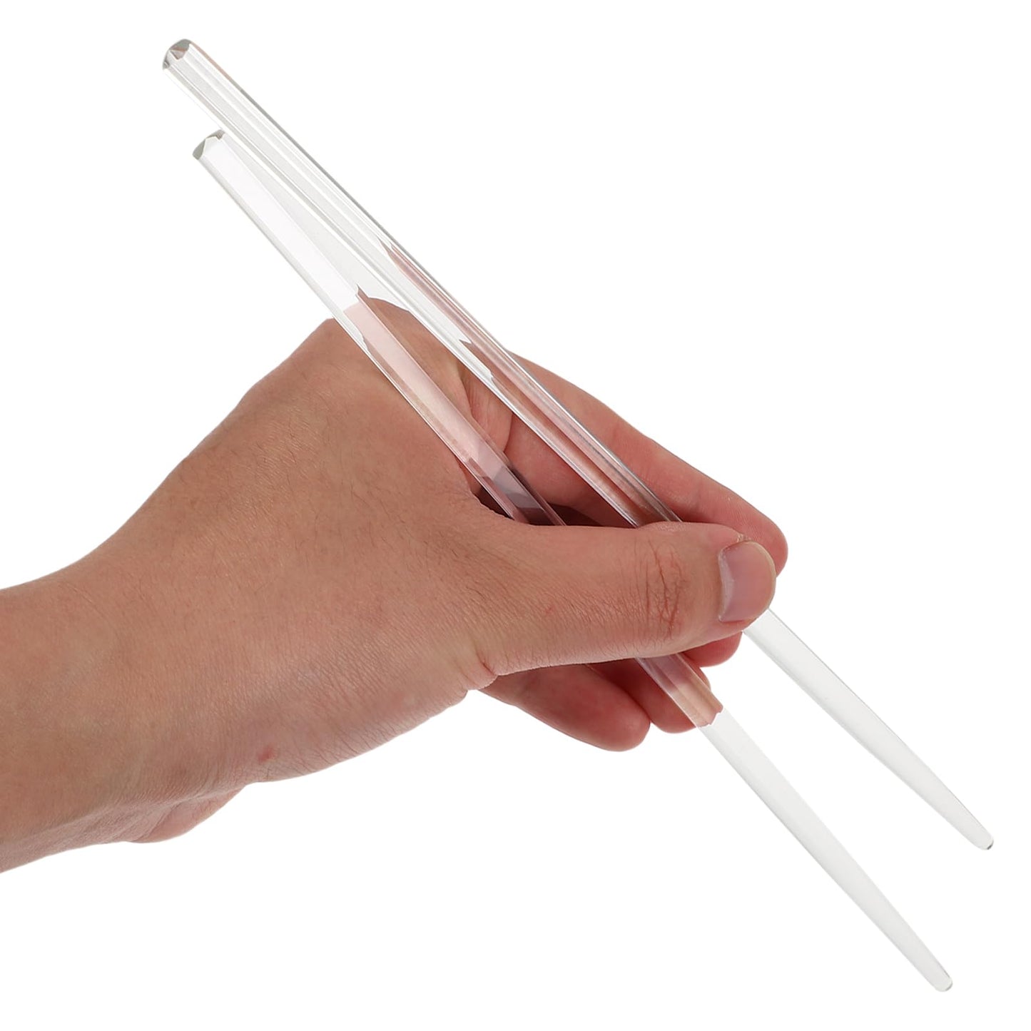 VOSAREA 1 Pair Glass Chopsticks Japanese Sticks Deep Frying Chopsticks Hashioki Chopstick Nonslip Threaded Cooking Dinner Tips Clear (9.5 Inch)