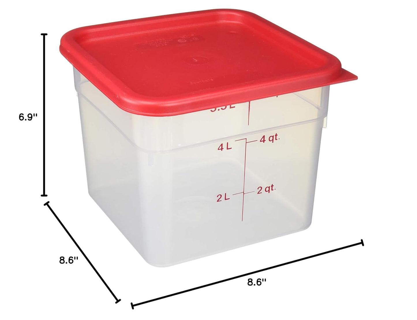 Cambro 6SFSPP190 CamSquare Storage Container, Translucent, 6 qt with Lid