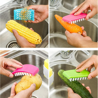 NOLITOY Cutlery Cleaner Brush, 3PCs Suctioned in-Sink Silverware Scrubber, Non-Scratch Bristles, Easily Clean Utensils and Sharp Knives