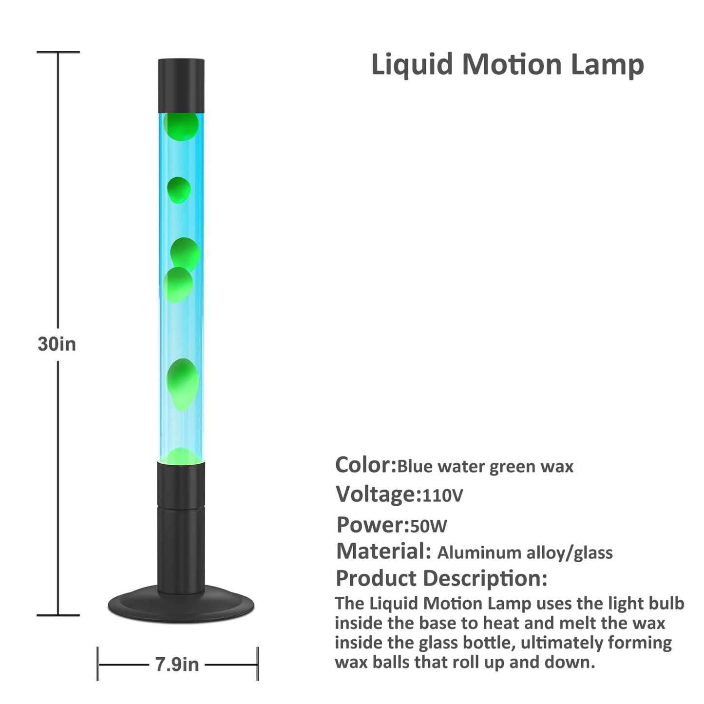 LKUA 30-Inch Relaxing Liquid Motion Lamps,Magma Lamps, Home Decor Living Room Office Bedroom Lamp for Adults (Blue Water Green Wax)