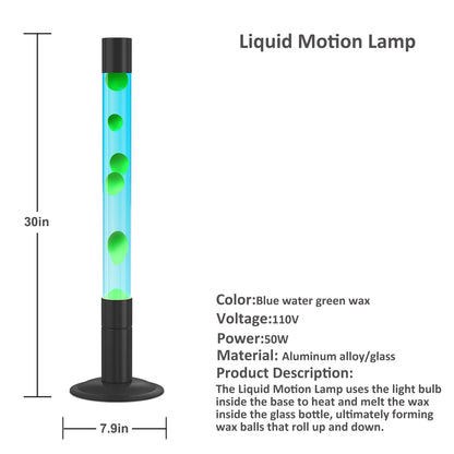 LKUA 30-Inch Relaxing Liquid Motion Lamps,Magma Lamps, Home Decor Living Room Office Bedroom Lamp for Adults (Blue Water Green Wax)