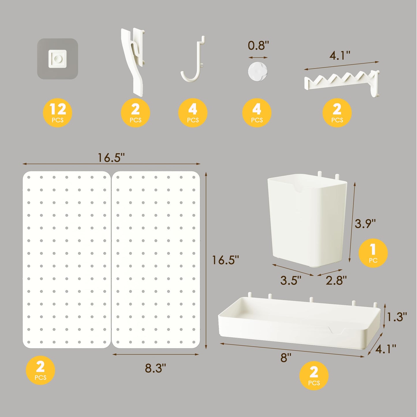 DAIMOT Pegboard Combination Kit - Pegboards and Accessories Modular Hanging for Wall Organizer, Crafts Organization, Ornaments Display, Nursery Storage, Peg Board (2)
