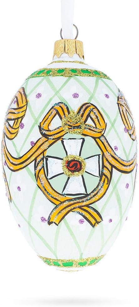 1916 Order of St George Royal Glass Egg Ornament - 4 Inches