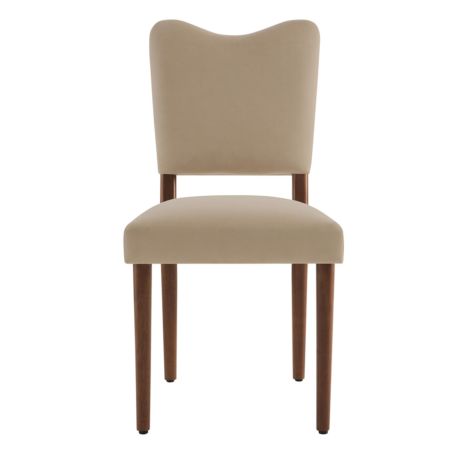 KISLOT Upholstered Dining Chairs Set of 4, Modern Velvet Kitchen Chairs with Solid Wood Legs, High Back Wooden Dining Room Chairs with Dark Walnut Color Legs for Farmhouse Kitchen Dining Room, Brown