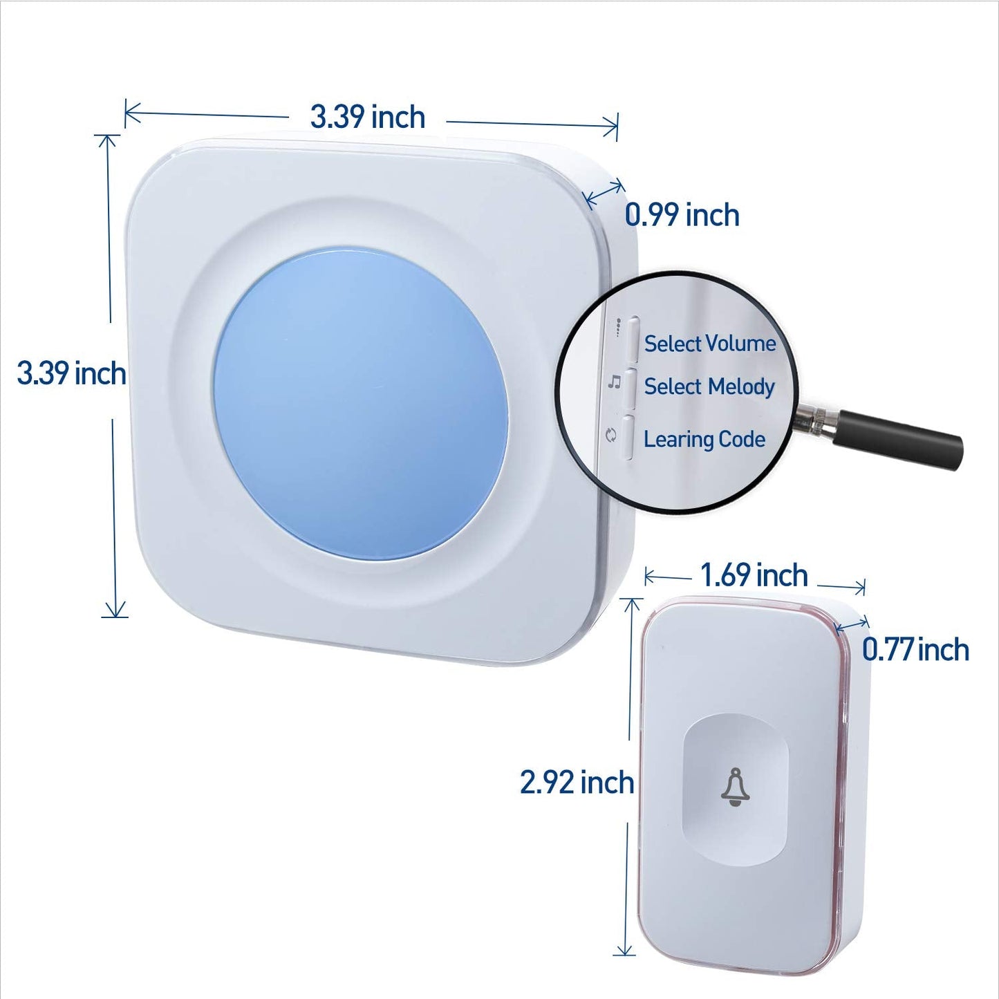 Wireless Doorbells for Home Hearing Impaired Doorbell 2 Buttons & 3 Receivers Flashing Light Wireless Doorbell for Office Classroom Bedroom 1200Ft 36 Ringtones 4 Volume JSIEEM(White)