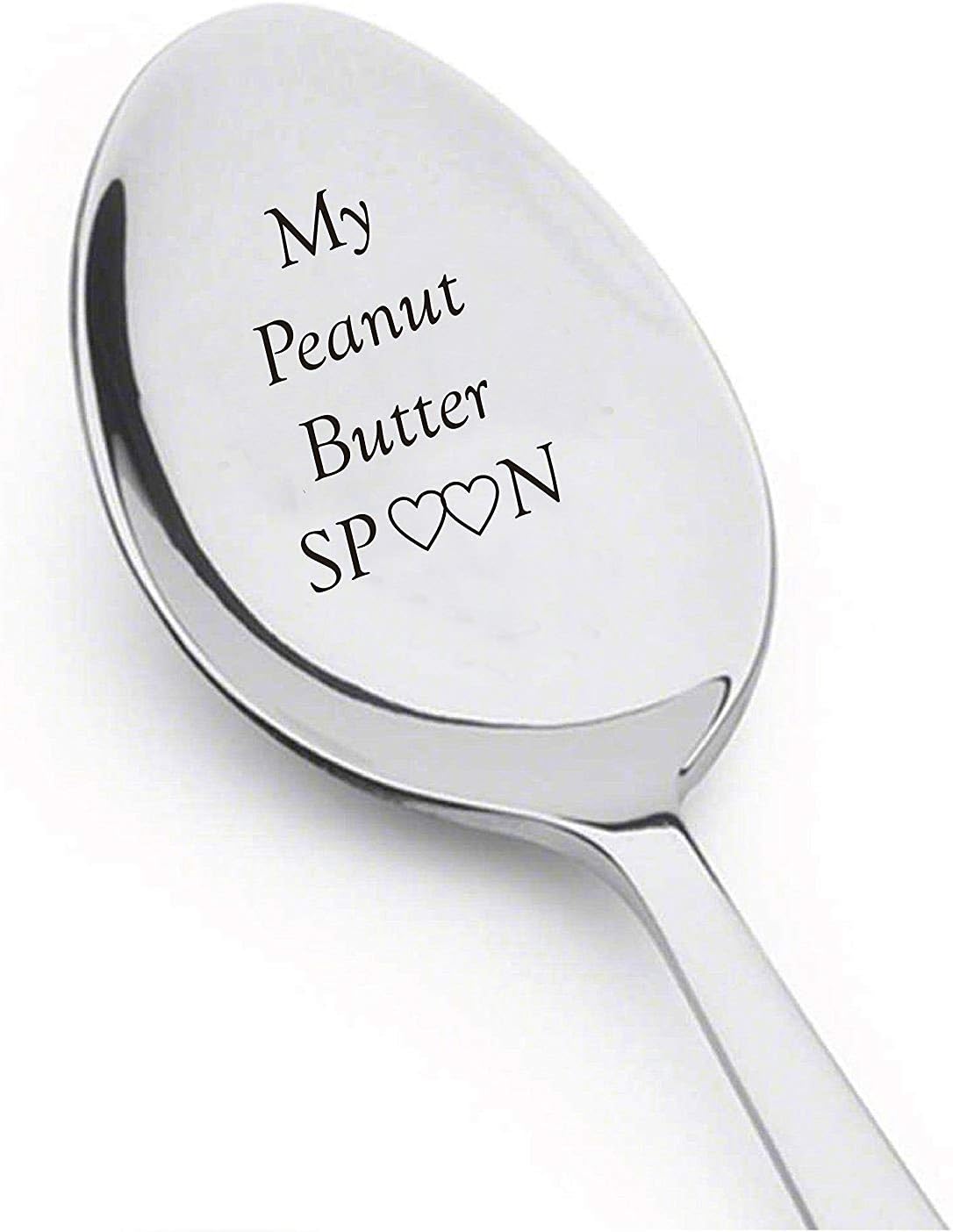 My Peanut Butter Spoon - Engraved Stainless Steel Spoon with Two Little Heart - Unique Gifts for Boy Girl Mom Dad Kids