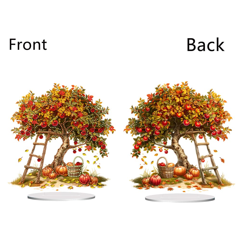 C'eitura 5D Autumn Apple Tree Special Shaped Diamond Painting Kits for Adults, Tabletop Ornaments DIY Crystal Art Craft for Home Office Desk Decor, Thanksgiving & Autumn Gifts