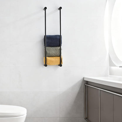 Towel Racks for Bathroom, NEWRAIN Wall Mounted Stainless Steel Organizer, Matte Black Rolled Towel Storage Wall-Mounted