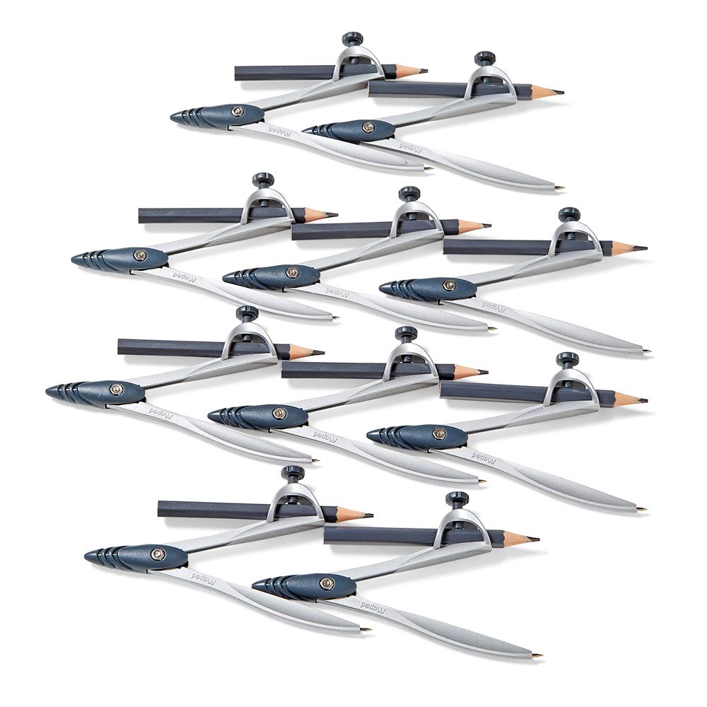 hand2mind Student Math Geometry Compass, Silver, Precision Tool for Geometry, Math, Drafting (Pack of 10)