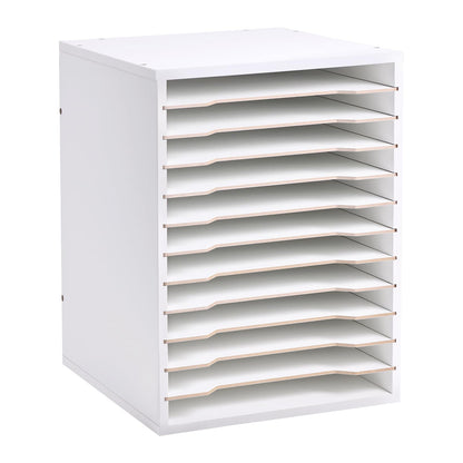 Caydo 12 Slot 8.5" x 11" Paper Organizer Storage, Wood Adjustable Shelves Paper Storage Shelf Holder for Scrapbooks, Cardstock, Construction & Printer Papers, Files for Office Home Desk