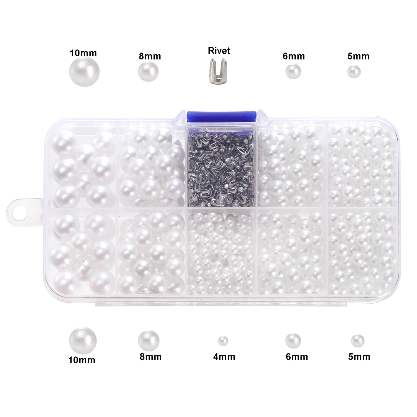 Okllen Pearl Handmade Setting Machine, Beads Rivet Fixing Machine with 5 Sizes, Round Pearl Beads Rivet Studs for Hats, Shoes, Clothes, Bags, Skirts, Beads DIY Accessories