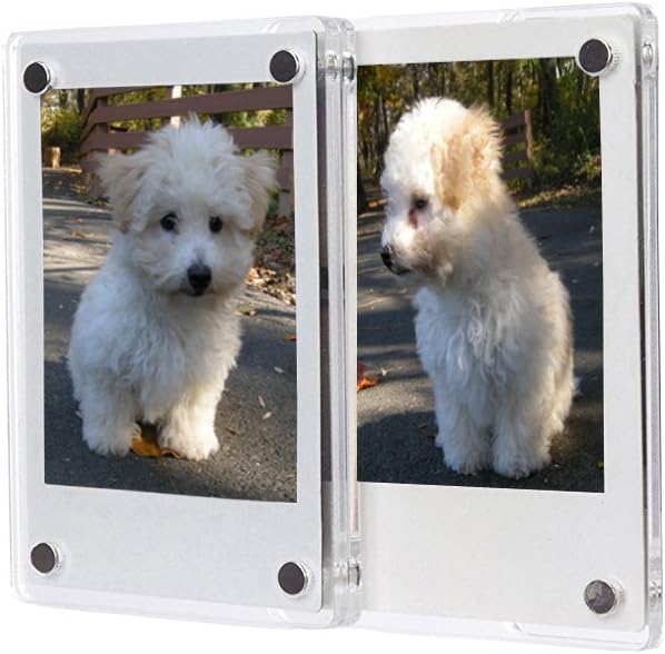 2 PCS 3-inch 2-Sided Clear Acrylic Magnetic Photo Frame, Elegant Frameless Display for Fujifilm Mini Film