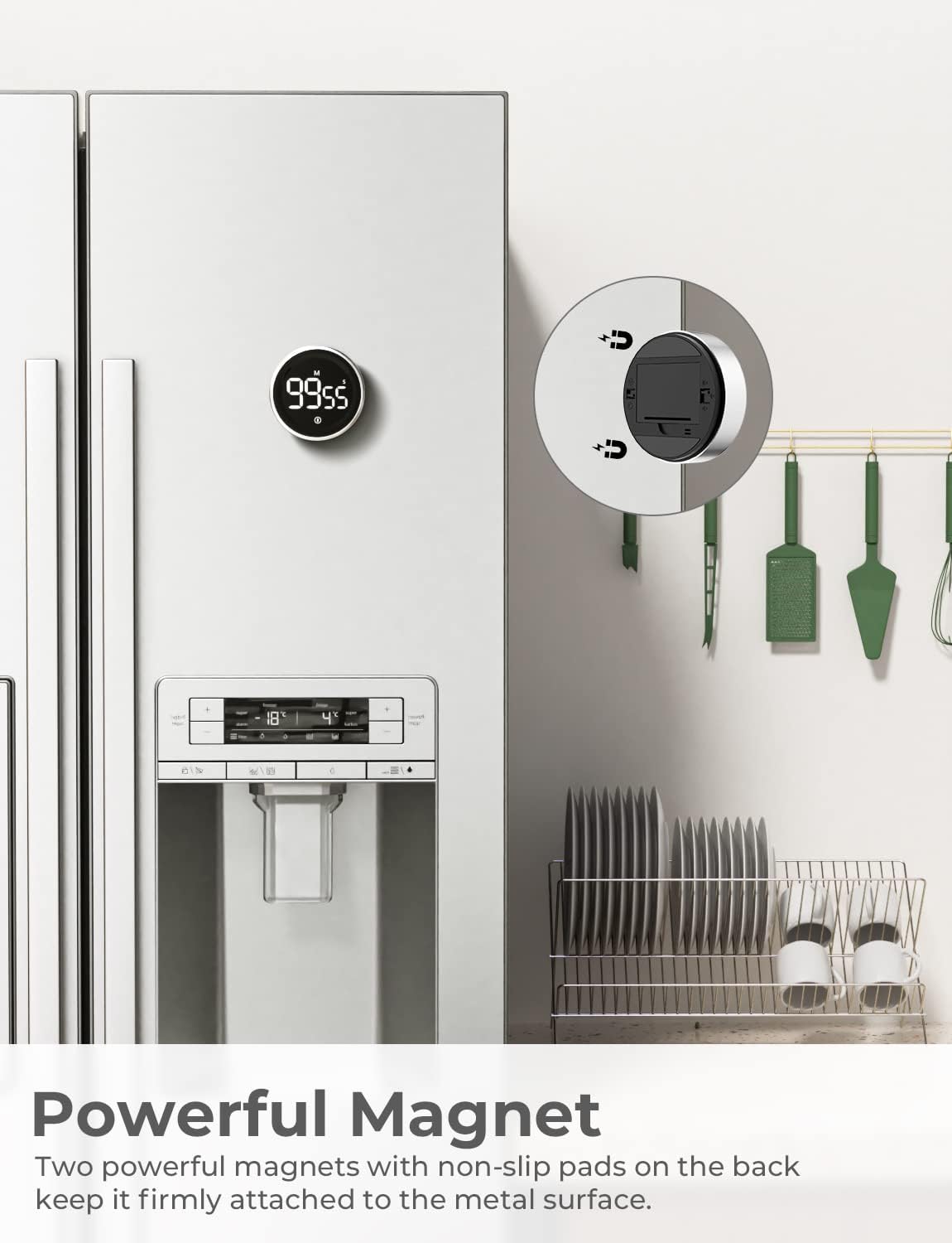 Timers: Digital Kitchen Timer with Magnetic Countdown and Large LED Display for Cooking and Fitness
