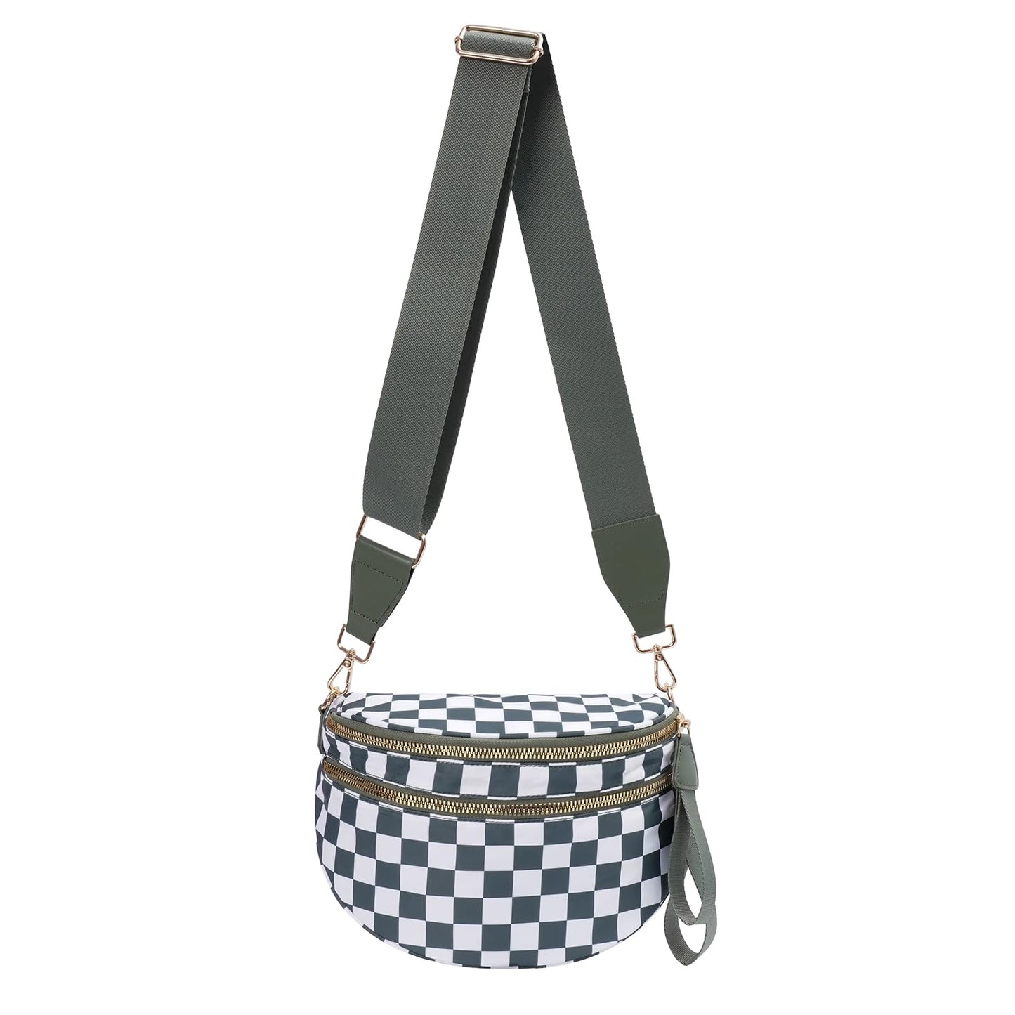 Nylon Crossbody Bags Bum Bag for Women Large Sling Bag Purse with Adjustable Strap（Black）
