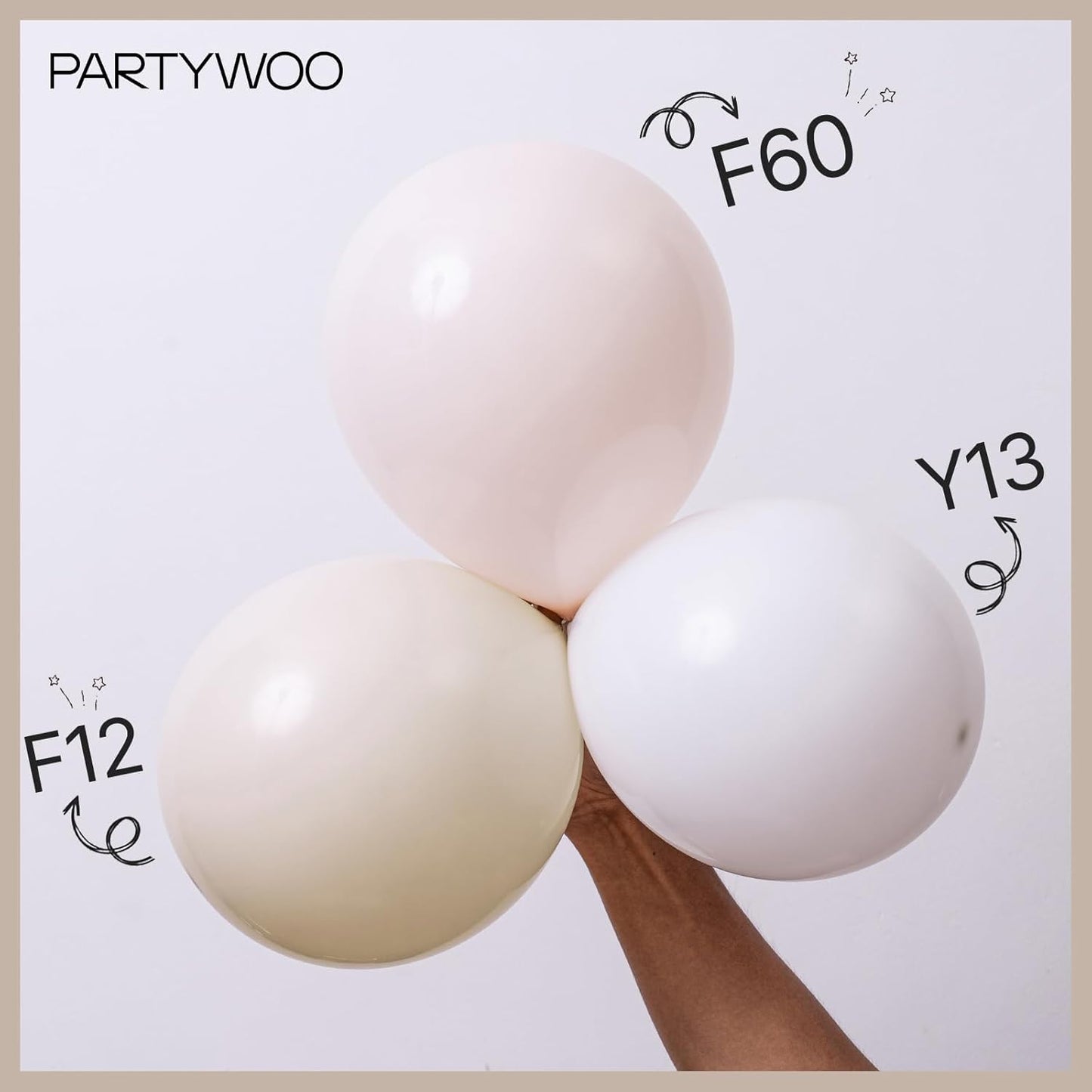 PartyWoo Beige Balloons - 120pcs Boho Cream & Ivory Balloon Arch Kit | Various Sizes for Weddings & Events