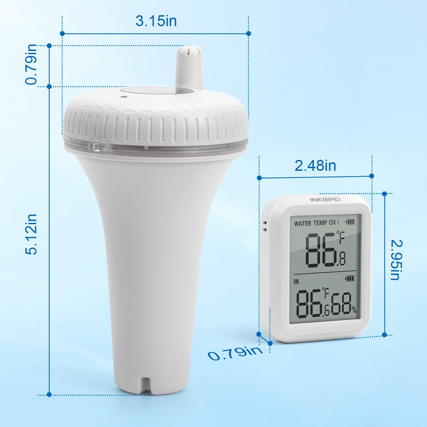 INKBIRD IBS-P01R 2nd Generation Wireless Floating Pool Thermometer Easy to Read for Hot Tub, Compatible with Gateway IBS-M1 and IBS-M2