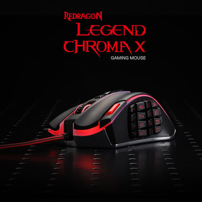 Redragon M913 Impact Elite Wireless Gaming Mouse, 16000 DPI Wired/Wireless RGB Mouse with 16 Programmable Buttons, 45 Hr Battery and Pro Optical Sensor, 12 Side Buttons MMO Mous
