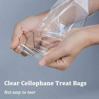 Morepack Cello Cellophane Treat Bags,200 PCS Clear Pastic Gift Bags with Twist Ties,Party Favor Bags (9"x14")