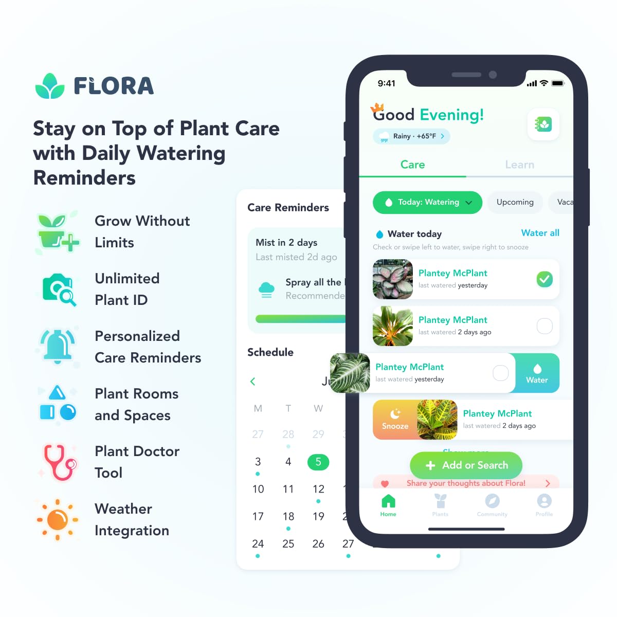 Flora Premium Plant Mister Spray Bottle for Gentle & Fine Mist for Precision Hydration, Dispersed Humidity & Moisture, Comes w App for Smart Plant Care, Plant ID and Diagnosis Tool (1 pack)