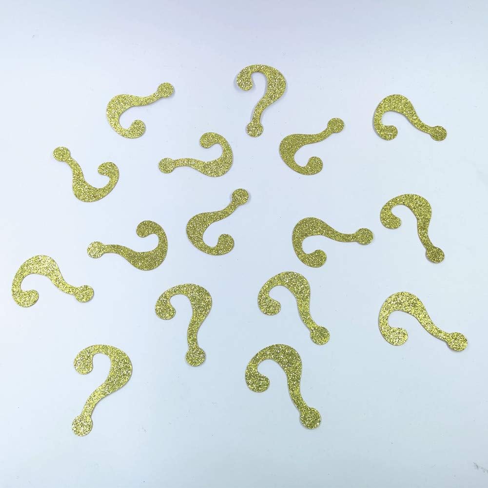 100 Counts Gold Glitter Question Mark Table Confetti for Gender Reveal Party Decorating
