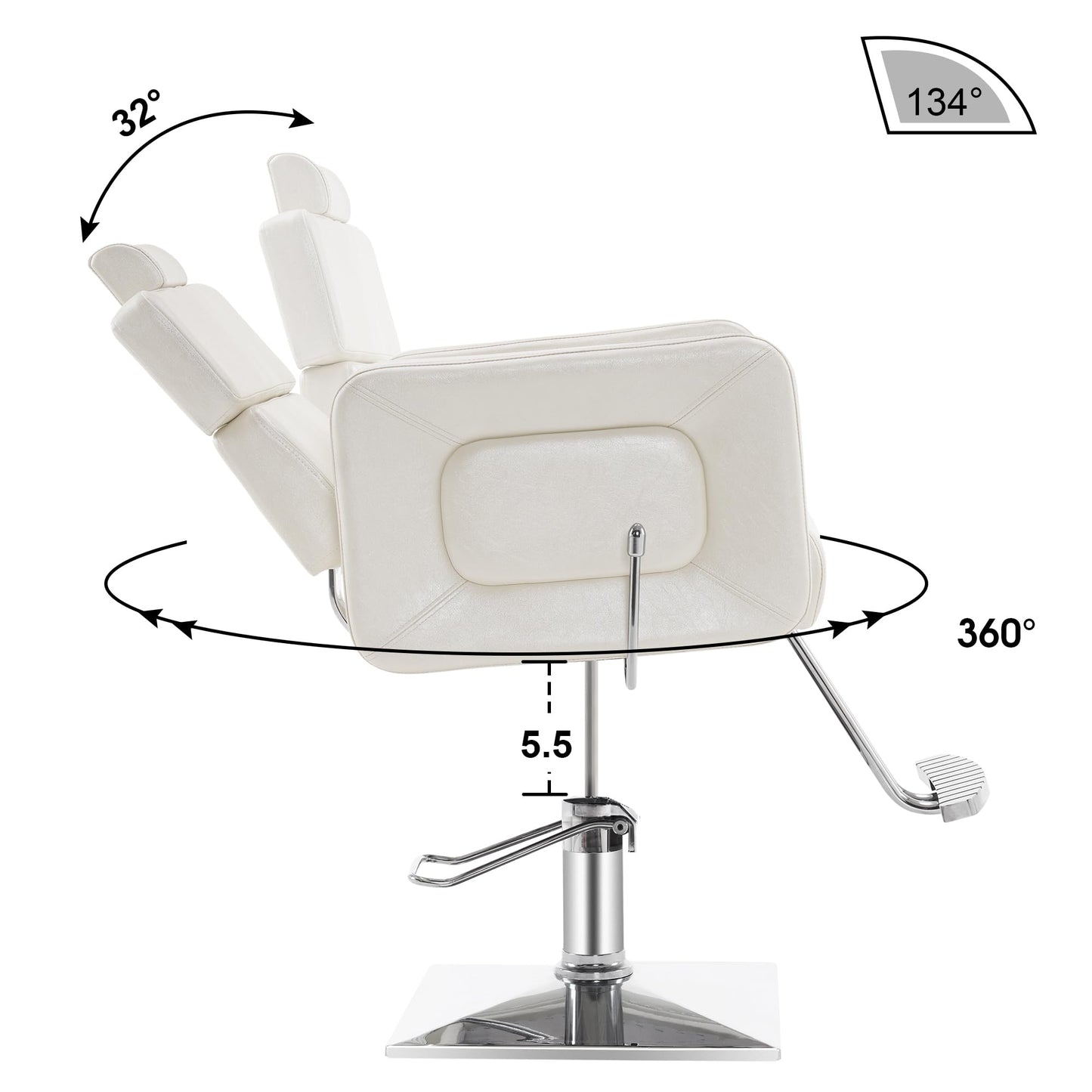 BarberPub Classic Hydraulic Barber Chair, Adjustable Reclining Salon Styling Beauty Spa Chairs, PVC Leather, Barberhop, Hair Salon 2065 (Champagne)