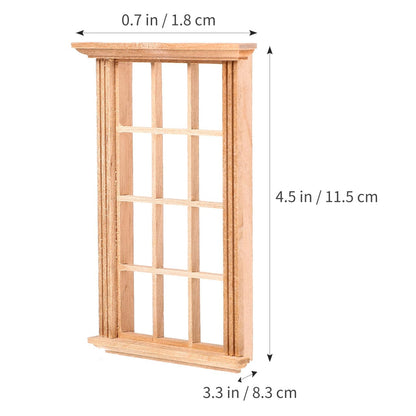 6Pcs Dollhouse Windows 1: 12 Scale Unfinished Miniature Wooden Windows Frame Mode, Mini Furniture Doll House Decoration (4.52X3.26X0.79inch)