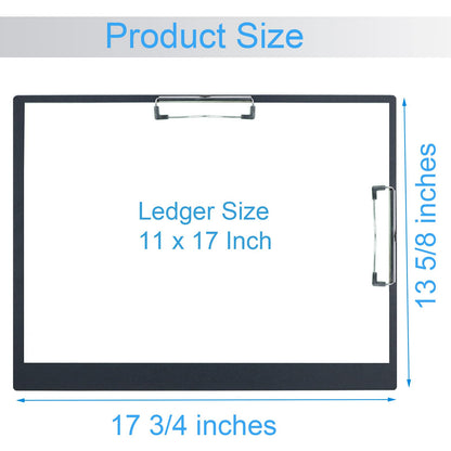 Acocony 11x17 clipboard Double Clip Extra Large Clipboard Low Profile Clip 11 x 17 Clipping Board Light Weight Not Fragile PP Plastic Black Pack of 2