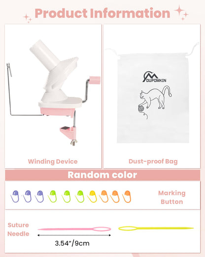 DUPDMKIN Yarn Winder, Hand Operated Yarn Winder for Crocheting, Manual Wool Winder Holder for Fiber and String Balls