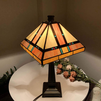 Bieye S10798 Tiffany-Style Stained Glass Mission Lampshade - 10-Inch Wide - Iridescent Elegance