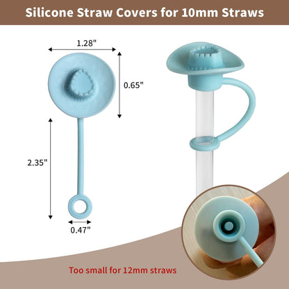 7 Pack Straw Cover Cap for Stanley Cup 30 40 oz, Silicone Toppers Cowboy Hat, Tumbler Cup Accessories