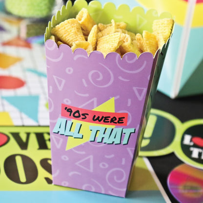 Big Dot of Happiness 90's Throwback - 1990s Party Favor Popcorn Treat Boxes - Set of 12