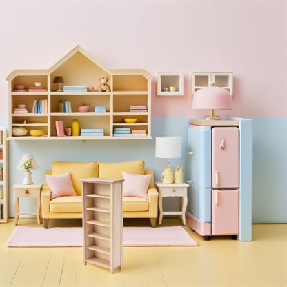 FAVOMOTO 1:12 Mini Bookshelf, Wooden Vertical Doll House Book Shelf Miniature Furniture Bookcase Decor Mini House Supply for DIY Craft Display Decoration Accessories