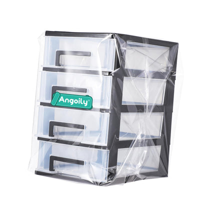 Angoily 4 Drawer Desk Organizer, Plastic Home Office Storage Organizer, Makeup Organizer Storage Station Cube, Cosmetics Jewelry Storage Box, 4 Drawer for Bathroom, Desk, Office (8.31x5.98x9.92 Inch)