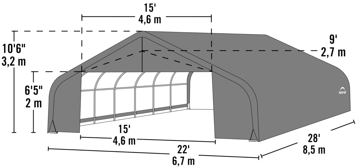 ShelterLogic 78731 Grey 22'x28'x10' Peak Style Shelter