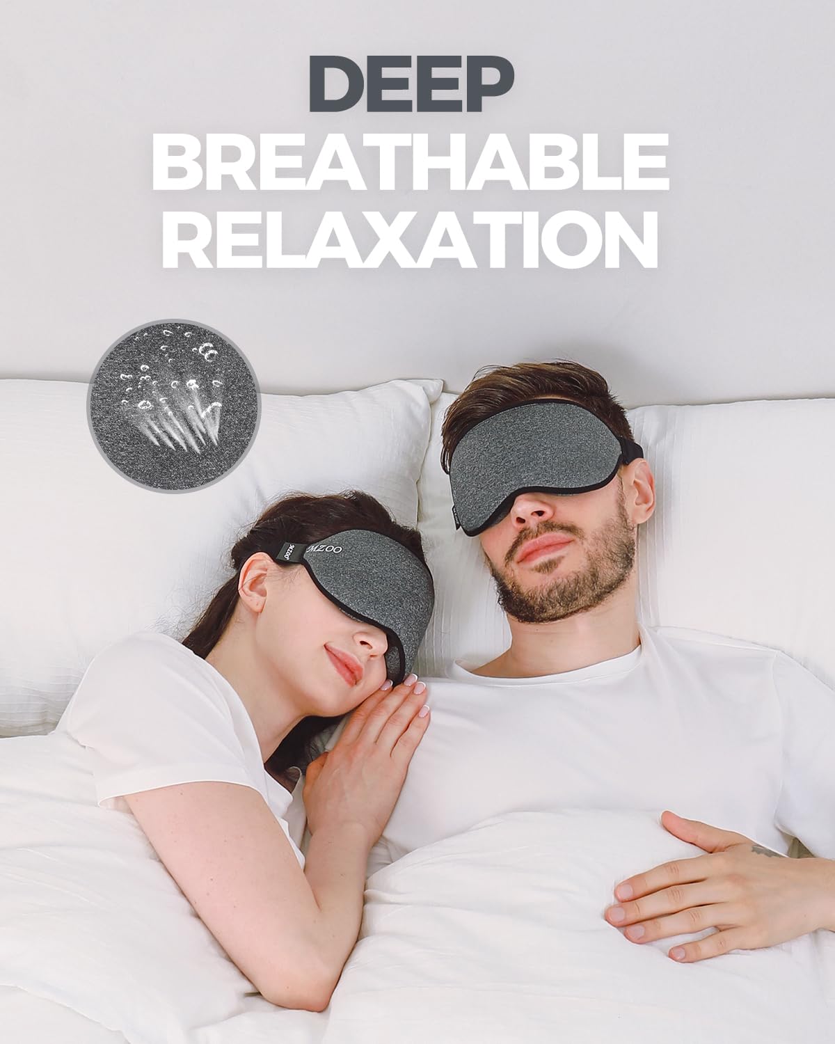 MZOO Luxury Sleep Eye Mask for Side Sleeper Men Women, Zero Eye Pressure 3D Sleeping Mask, Light Blocking Patented Design Night Blindfold, Soft Eye Shade Cover for Travel, Black
