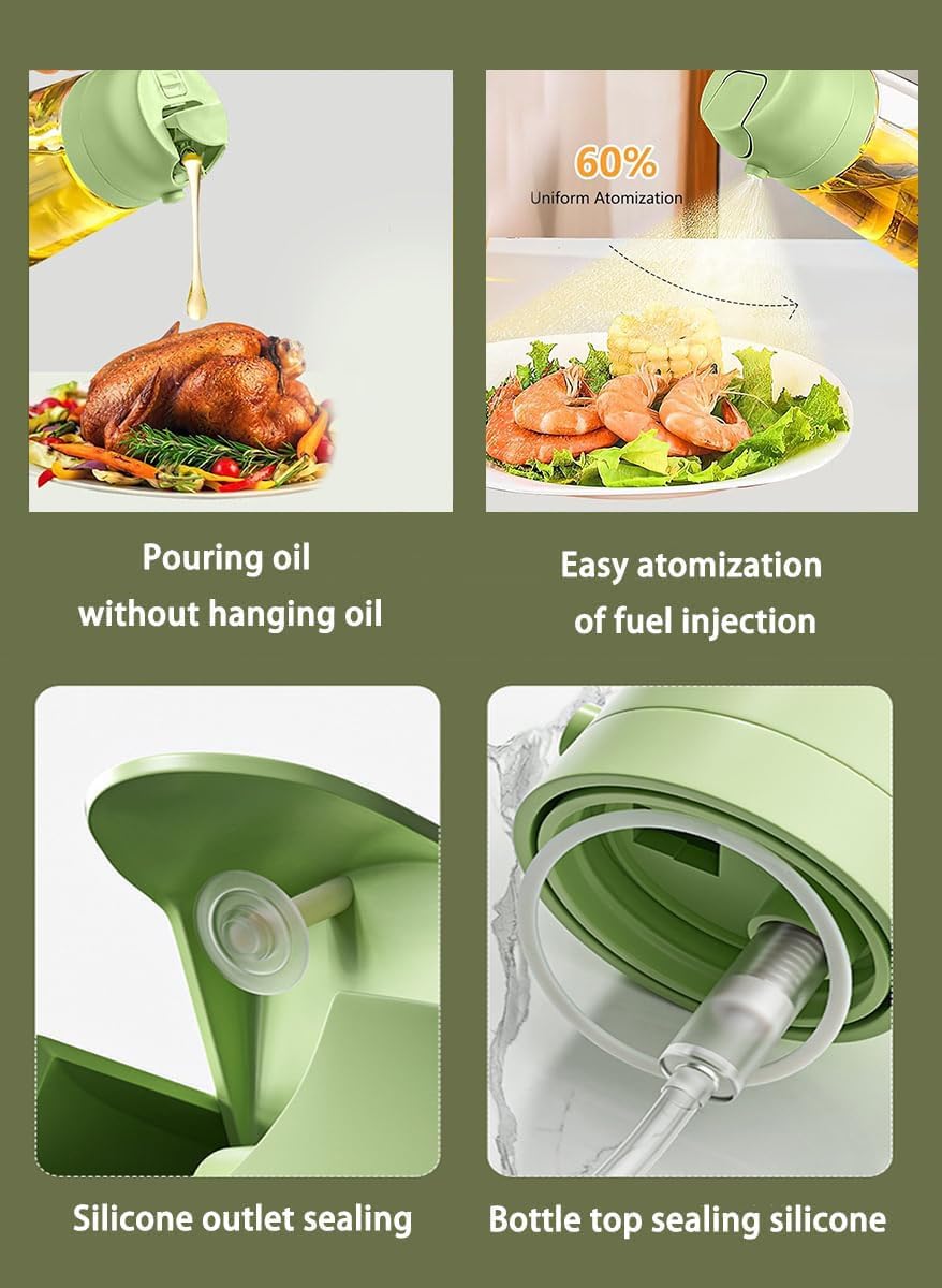 470ml Olive Oil Sprayer for Cooking, 16oz Oil Dispenser Bottle for Air Fryer, Salad, 2 in 1 Olive Oil Dispenser