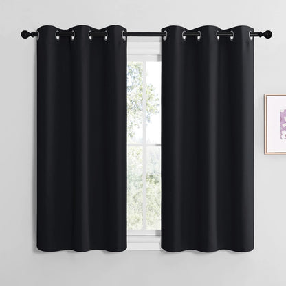 NICETOWN Blackout Curtains - Thermal Insulated Grommet Drapes for Autumn/Winter | Set of 2, 42"x50", Black