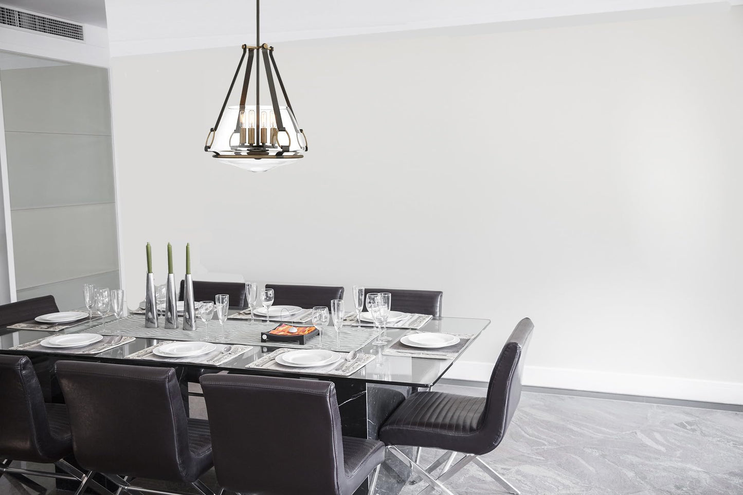 Minka Lavery 3904-107 Eden Valley Convertible Pendant to Semi-Flush, 4-Light, 240 Total Watts, 17.63-in H x 20.75-in W, Smoked Iron with Aged Gold