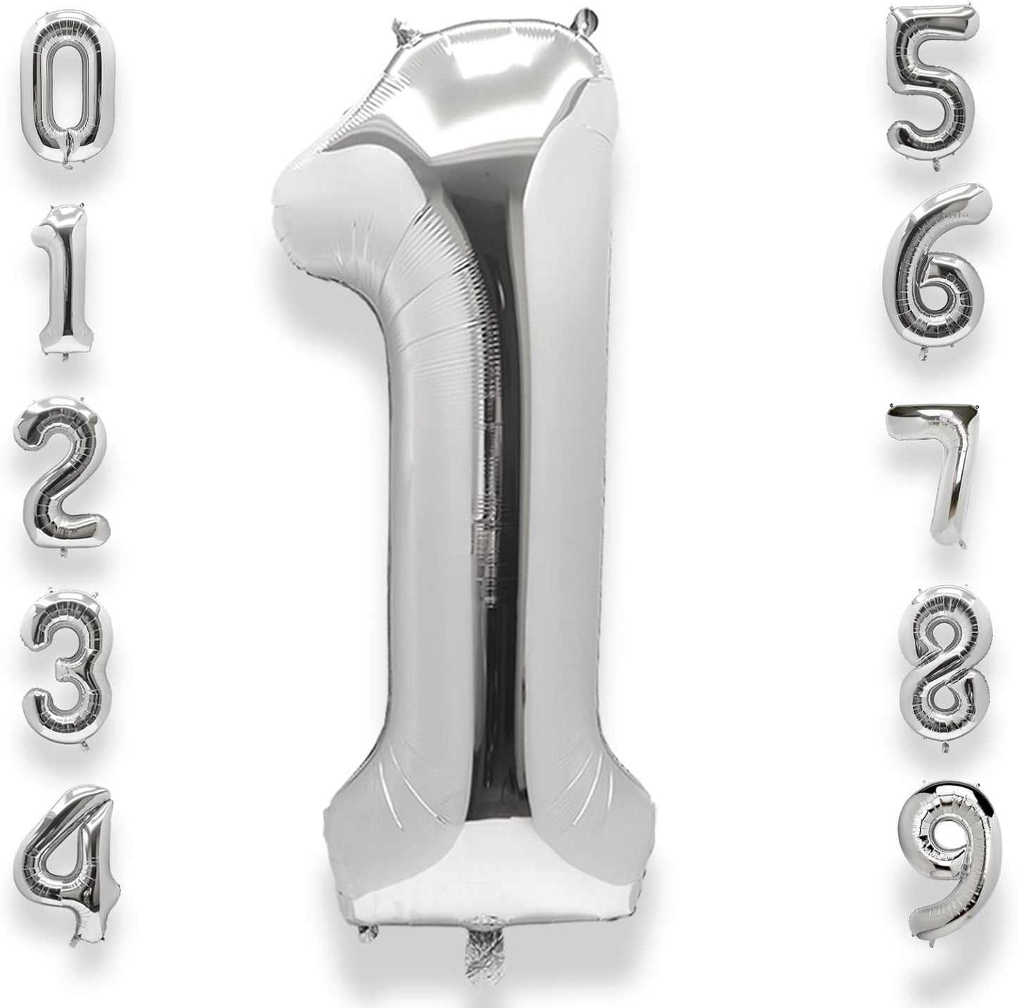AULE 40-Inch Silver Foil Number Balloon | Jumbo 0-9 Helium Birthday Party Decor