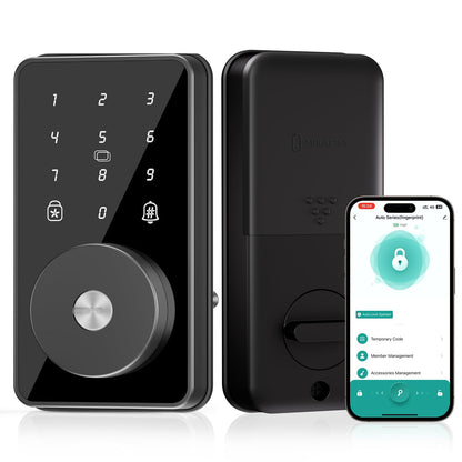 Smart Lock, 4-in-1 Keyless Entry Door Lock for Front Door, 6 Digital Code Door Lock with Keypad, Bluetooth Smart Deadbolt, App Control