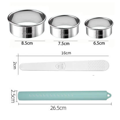 Dumpling making set of 8 pieces, including silicone rolling pin, dough maker, filling spoon, and 5-speed adjustable dumpling making mold, used for making dumpling pies and various noodle dishes